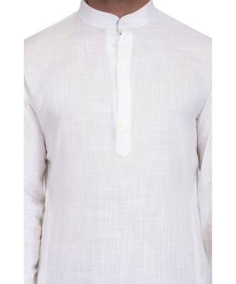 White Rayon printed stitched   mens kurta 3