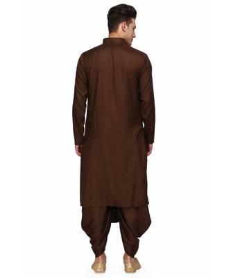 Chocolate brown Rayon printed stitched   mens kurta 2