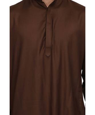 Chocolate brown Rayon printed stitched   mens kurta 3