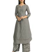 Grey embroidered tissue ethnic-kurtis