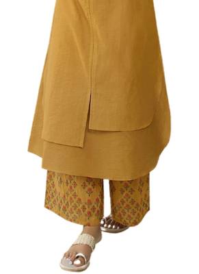 Mustard embroidered tissue ethnic-kurtis 3