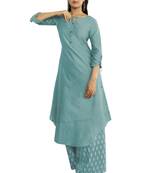 Blue embroidered tissue ethnic-kurtis