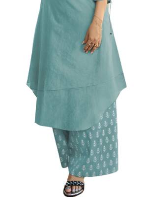 Blue embroidered tissue ethnic-kurtis 3