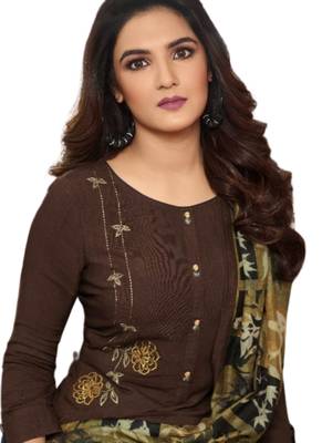 Brown embroidered rayon ethnic-kurtis 2