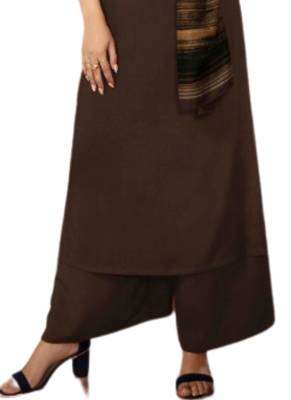 Brown embroidered rayon ethnic-kurtis 3
