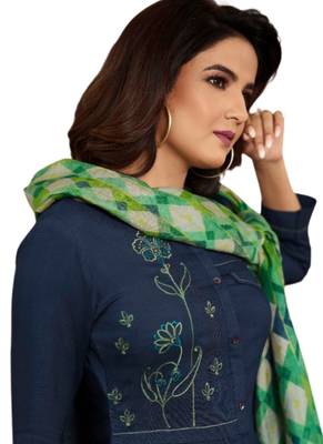 Blue embroidered rayon ethnic-kurtis 2