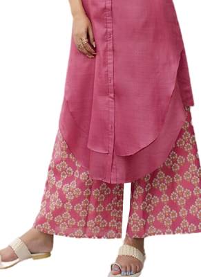 Pink embroidered tissue ethnic-kurtis 3