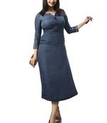 Blue plain crepe ethnic-kurtis