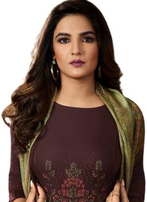 Brown embroidered rayon ethnic-kurtis 2