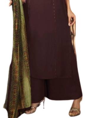 Brown embroidered rayon ethnic-kurtis 3
