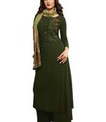 Green embroidered rayon ethnic-kurtis