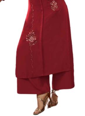Maroon embroidered rayon ethnic-kurtis 3