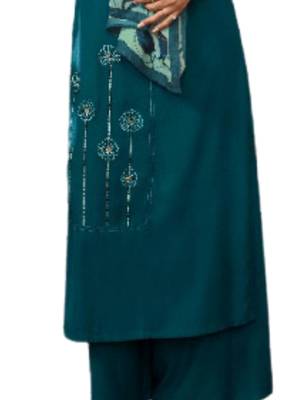 Blue embroidered rayon ethnic-kurtis 3