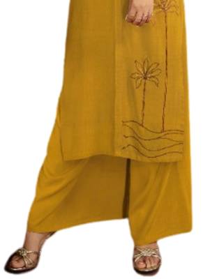 Mustard embroidered rayon ethnic-kurtis 3