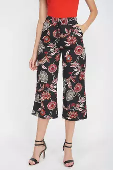 Black Floral Flared Pant