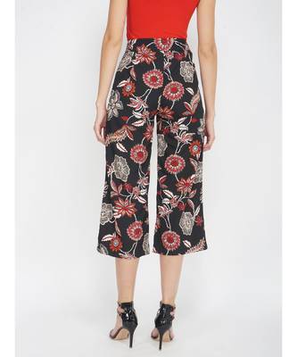 Black Floral Flared Pant 4