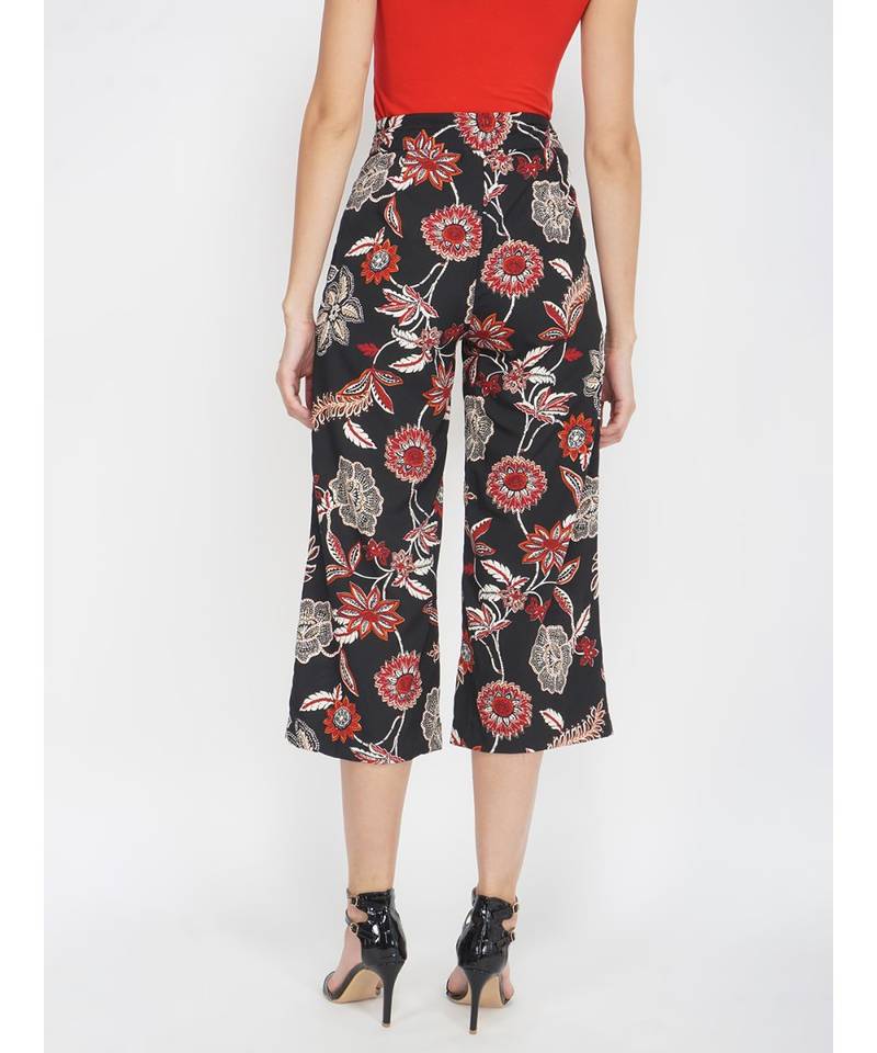 Black Floral Flared Pant