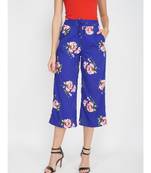Bright Blue Floral Flared Pant