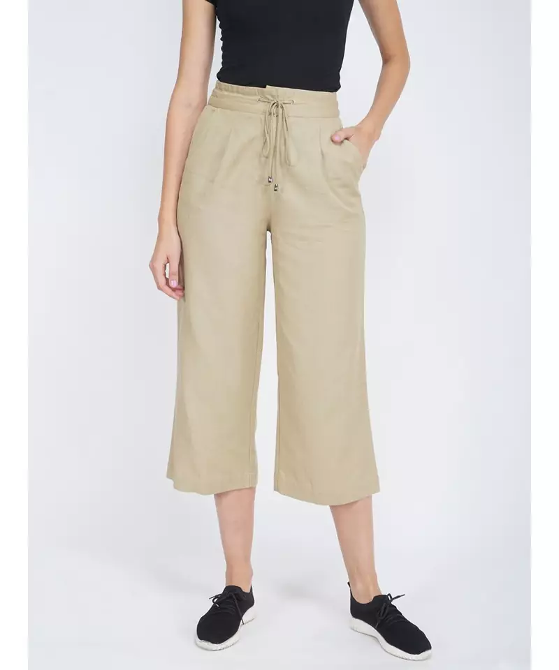 Not So Basic Beige Linen Blend Pant