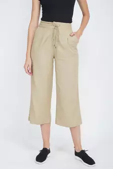 Not So Basic Beige Linen Blend Pant