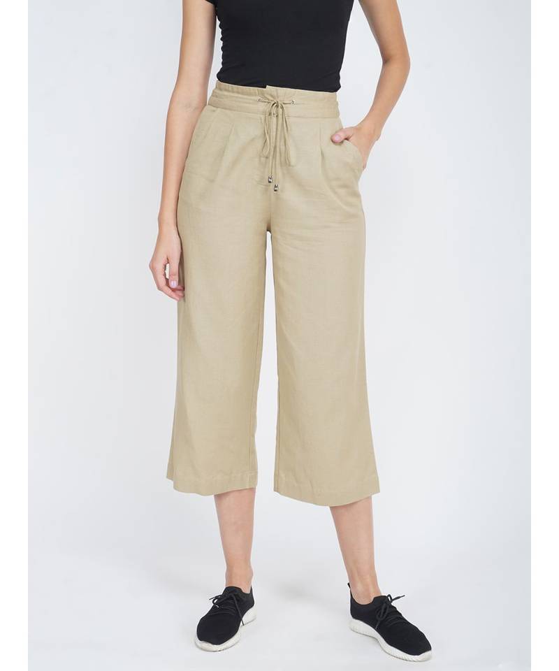 Not So Basic Beige Linen Blend Pant