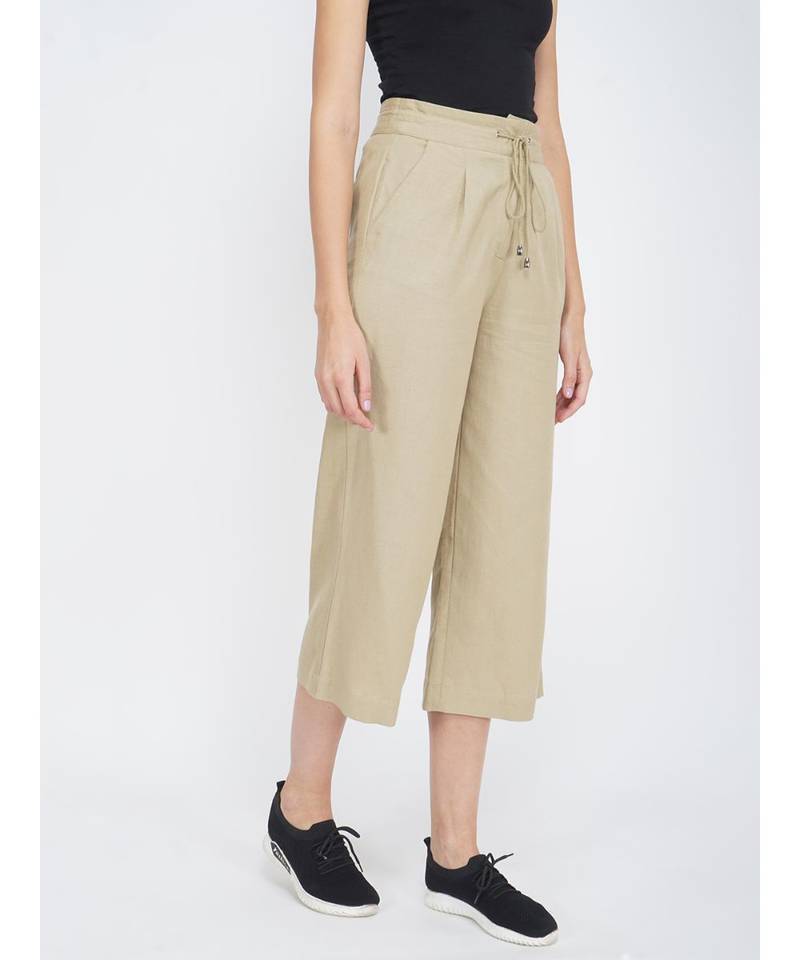 Not So Basic Beige Linen Blend Pant