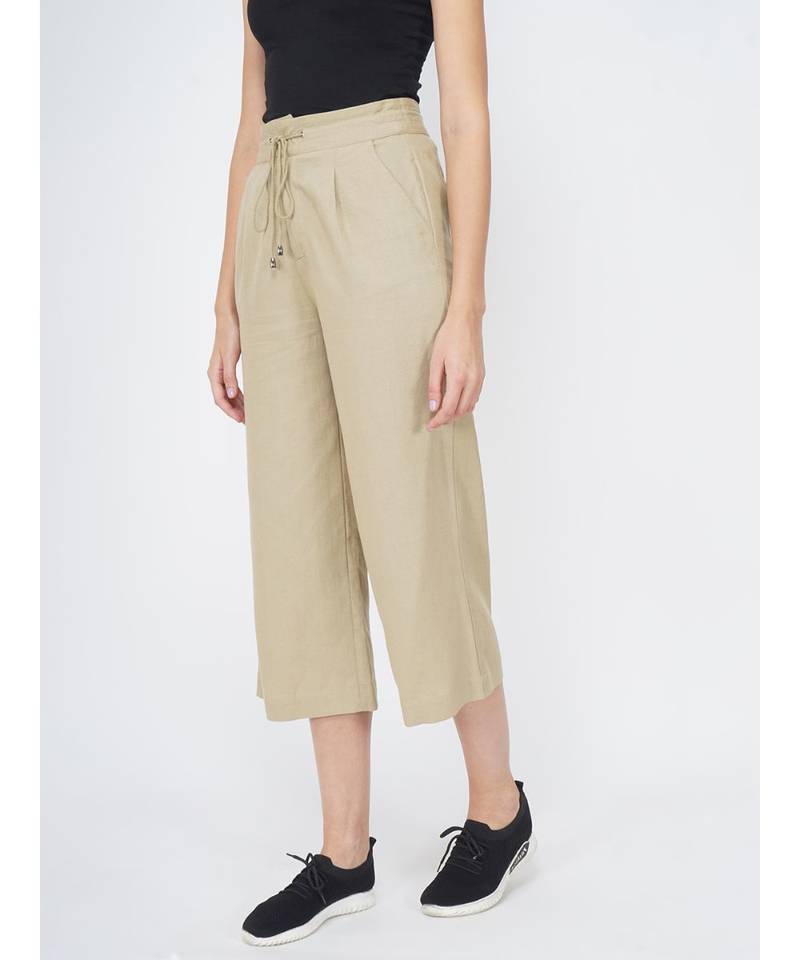 Not So Basic Beige Linen Blend Pant