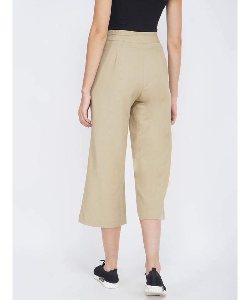Not So Basic Beige Linen Blend Pant