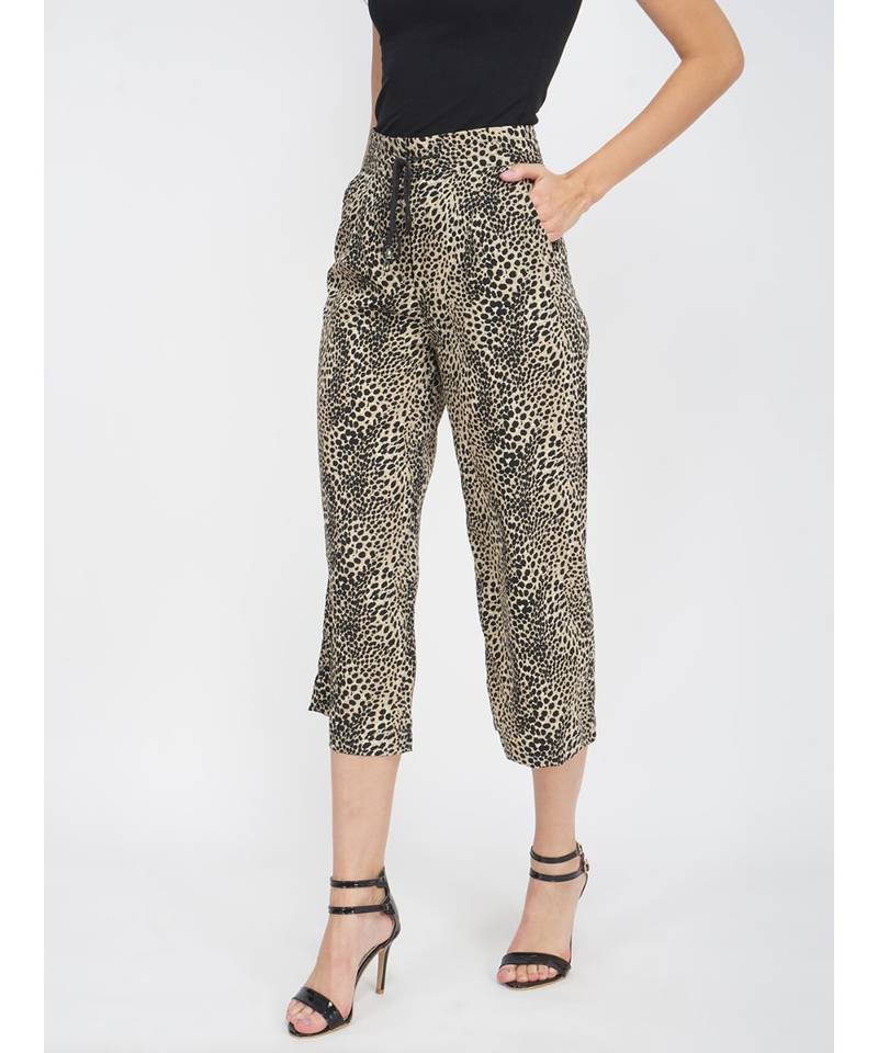 Black Animal Print Pant