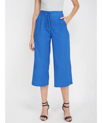 Solid Cobalt Blue Linen Blend Pant 1