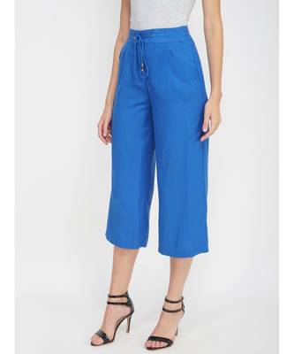Solid Cobalt Blue Linen Blend Pant 2
