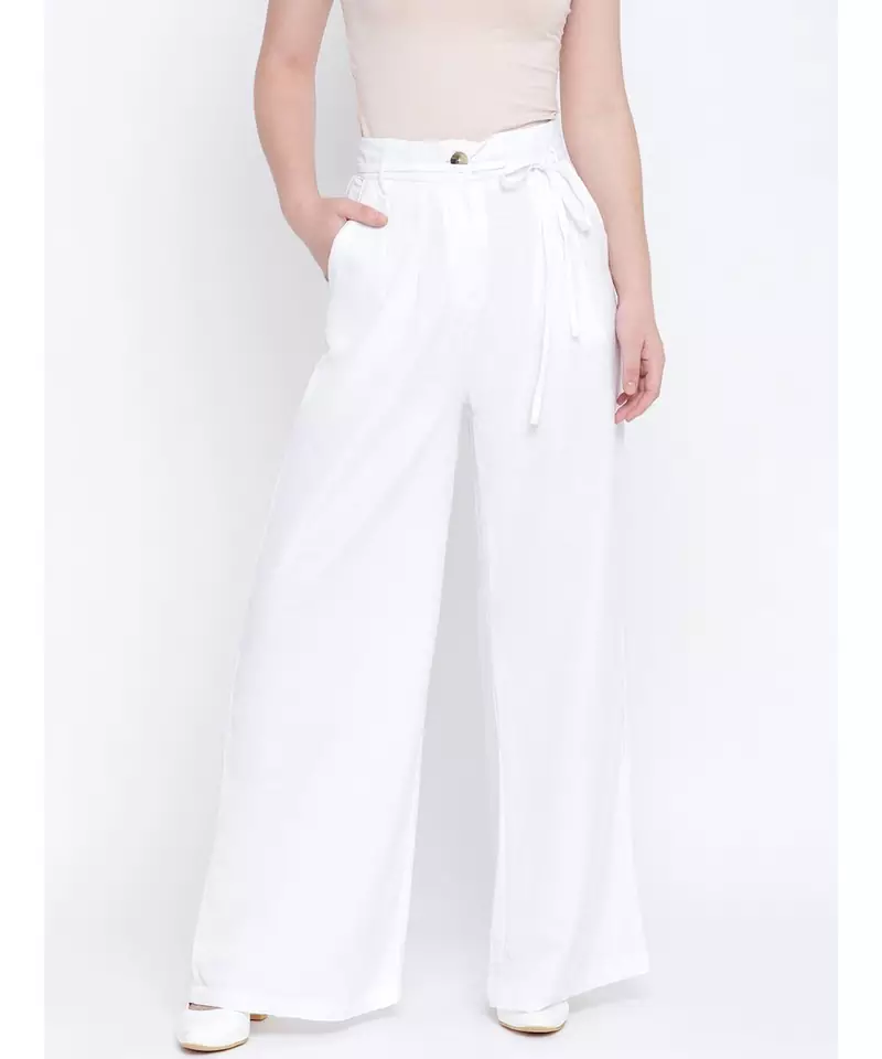 Solid white  casual women pant