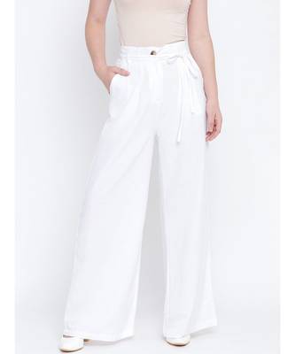 Solid white  casual women pant 1