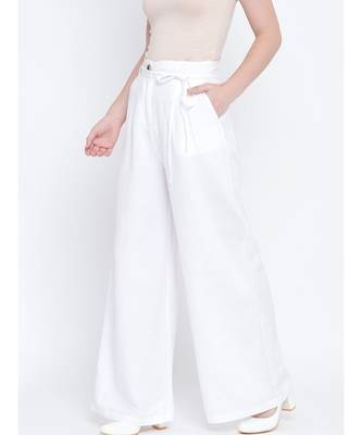 Solid white  casual women pant 2