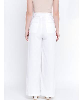 Solid white  casual women pant 3