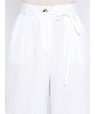 Solid white  casual women pant 4