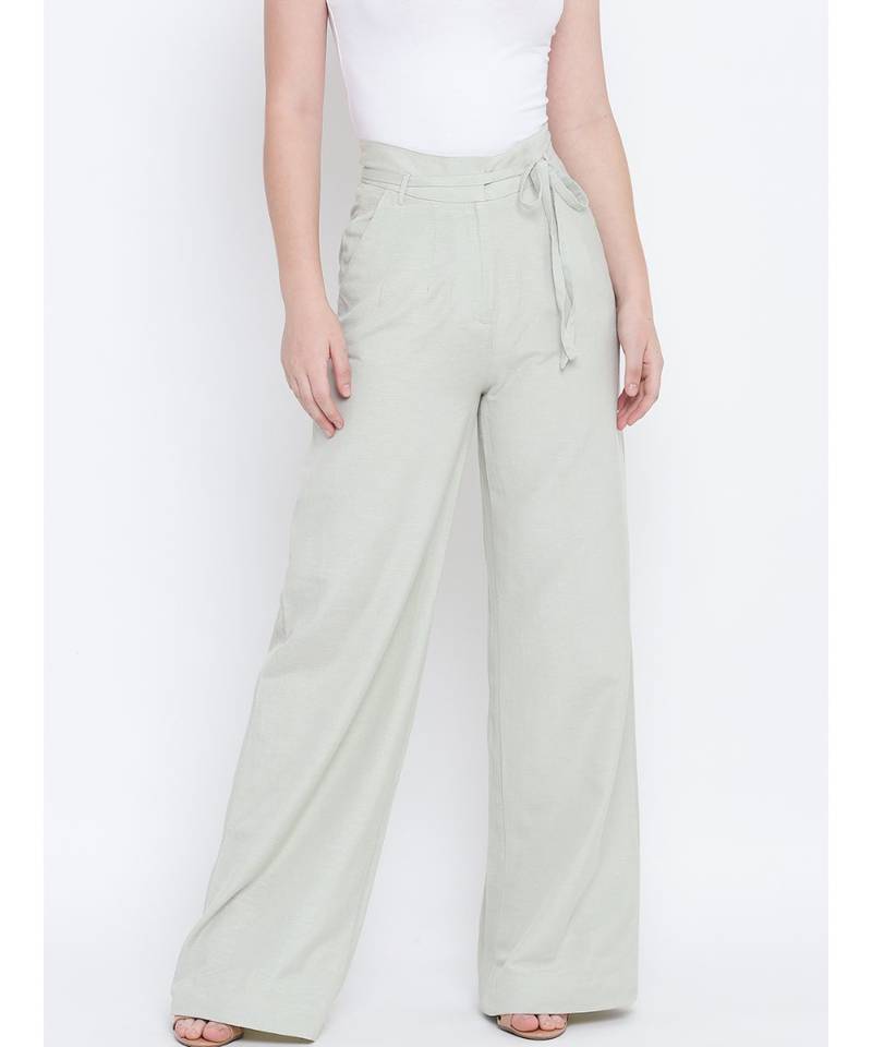Cold and bracing elascitcated women Linen pants