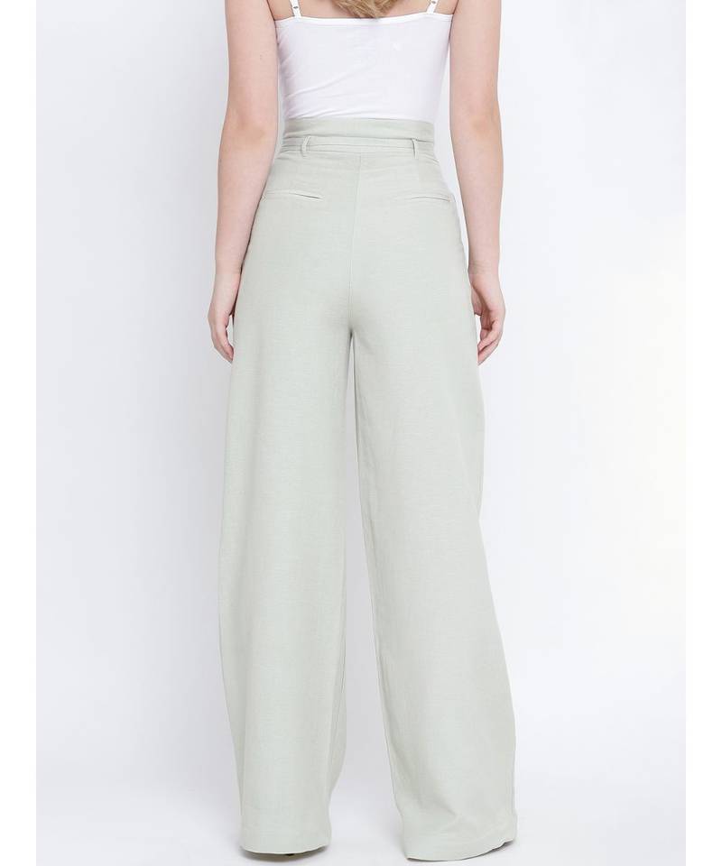 Cold and bracing elascitcated women Linen pants