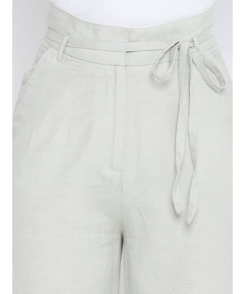 Cold and bracing elascitcated women Linen pants