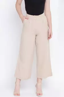 Groovy Neutral beige elasticated women Linen pants