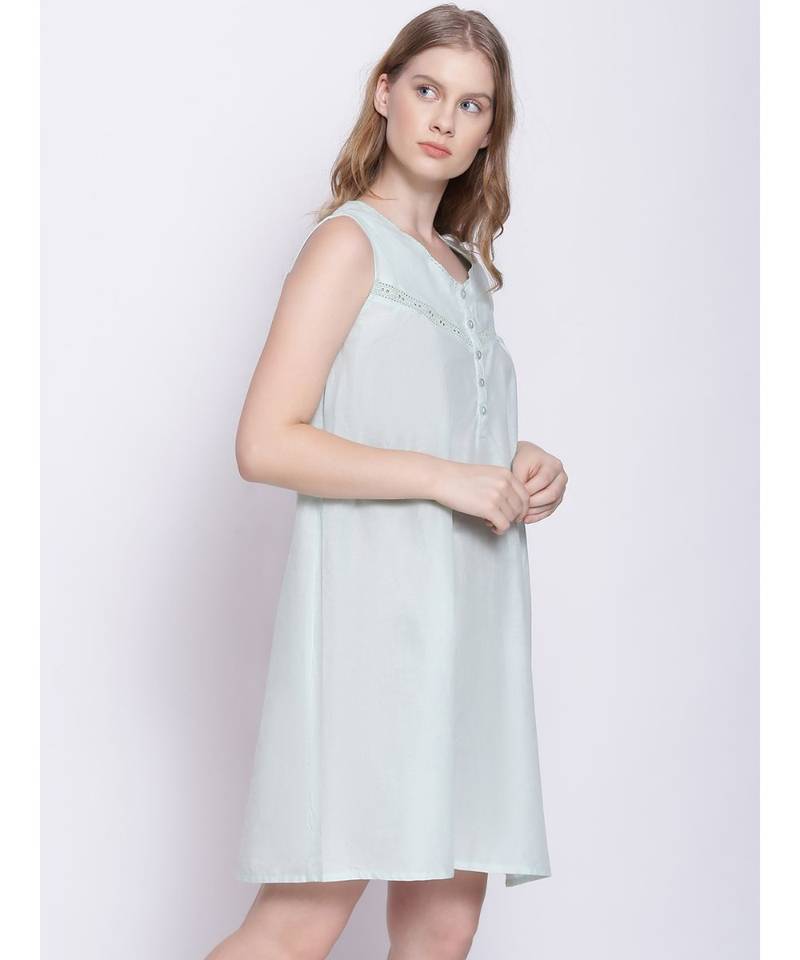 Oxolloxo Fetching solid fresh mint Sarah lace nightwear Dress