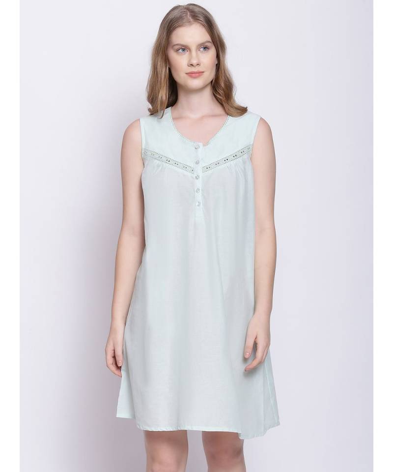 Oxolloxo Fetching solid fresh mint Sarah lace nightwear Dress