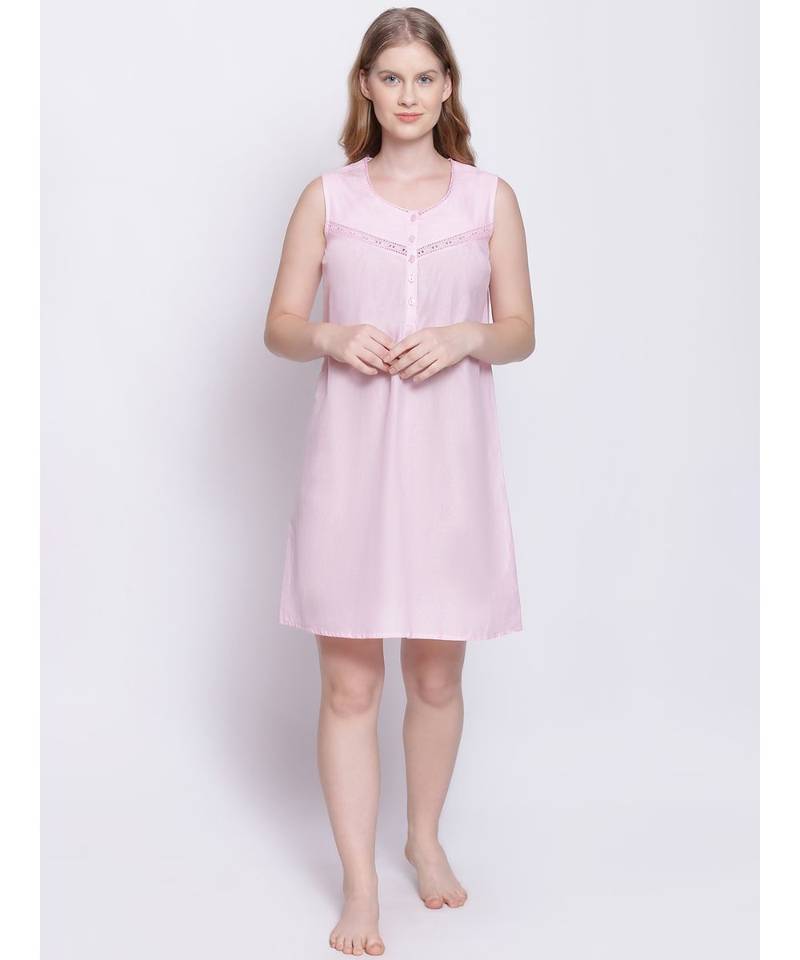 Sweet Galce Salmon pink lace design nightwear Dress