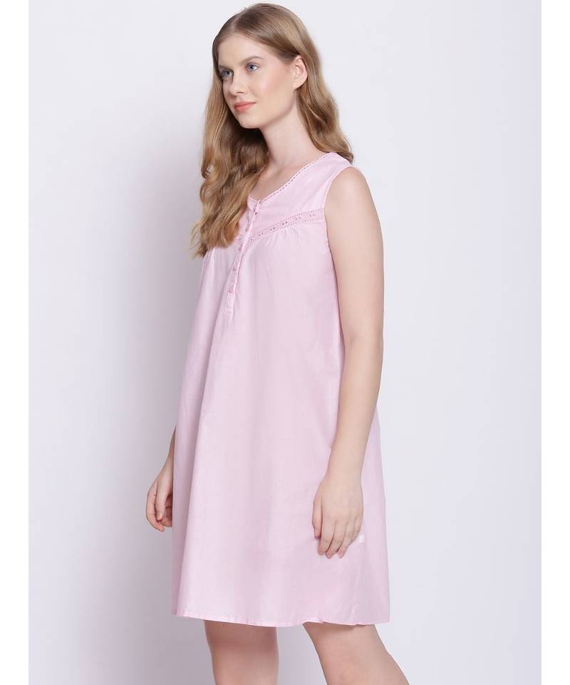 Sweet Galce Salmon pink lace design nightwear Dress