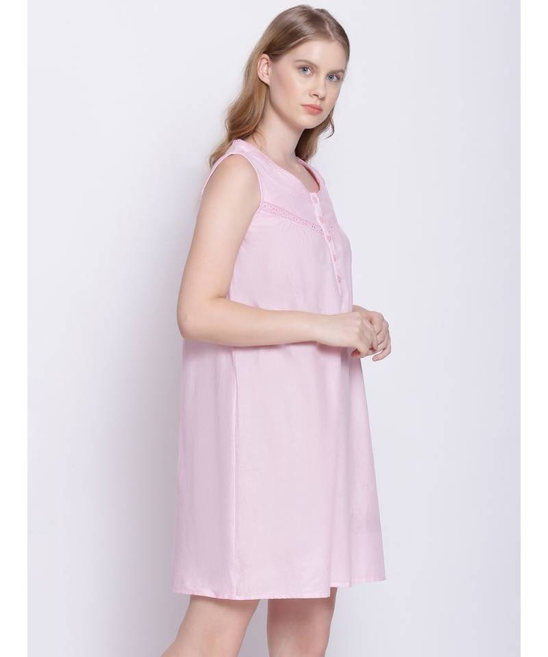 Sweet Galce Salmon pink lace design nightwear Dress