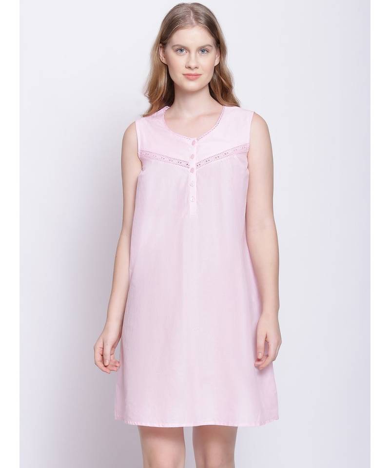 Sweet Galce Salmon pink lace design nightwear Dress