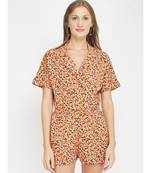 Orange Ditsy Print Women's Playsuit