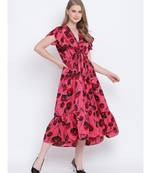 Charming cherry wine elasticated women dress