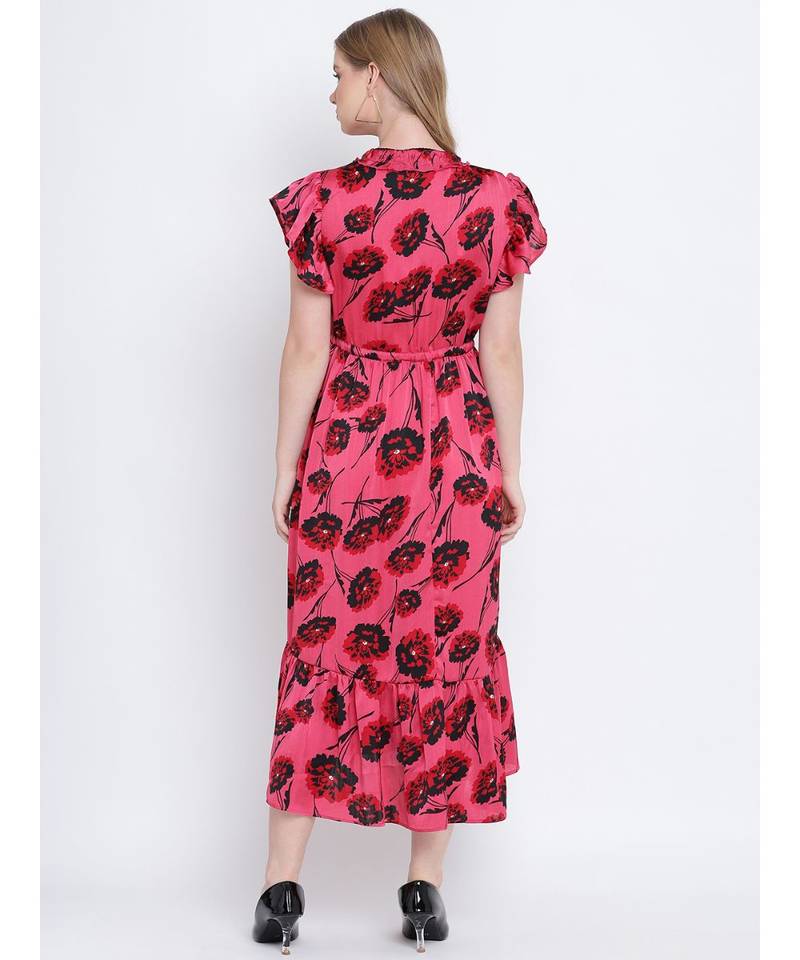 Charming cherry wine elasticated women dress