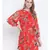 Chilly red floral printed casual women tie knot dress